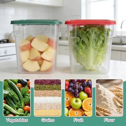 6 Pack 8 Qt Food Storage Containers with Lids, Commercial Clear Square