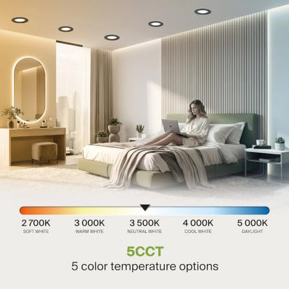 ASD 1 Pack Bronze 4 Inch Retrofit LED Recessed Light, 5CCT Wafer Lights - color: Bronze, size: 1 Pack