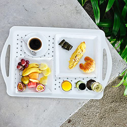 ECOIOU Non Slip Food Serving Tray with Handles, White - color: White