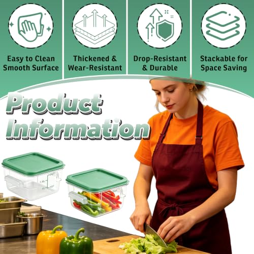 2 Pack 2QT Square Food Storage Containers with Lids, Clear, NSF - color: Green, size: 2Qt-2 Pack