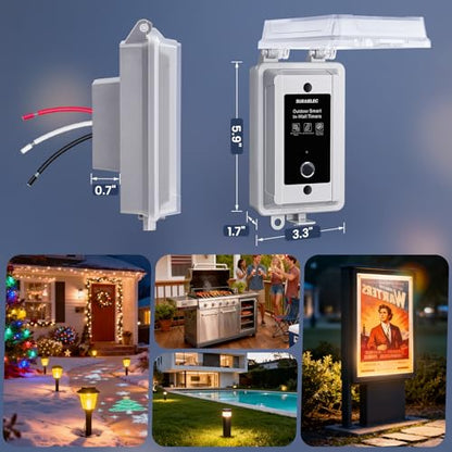 SURAIELEC 20A Heavy-Duty Outdoor WiFi Smart Timer Switch App/Voice Control