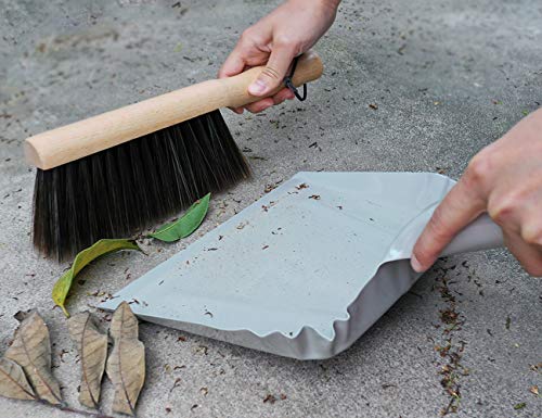 Metal Dust Pan and Brush Set Heavy Duty for Fireplace Garage Shop 9" Wide - style: Steel Dustpan
