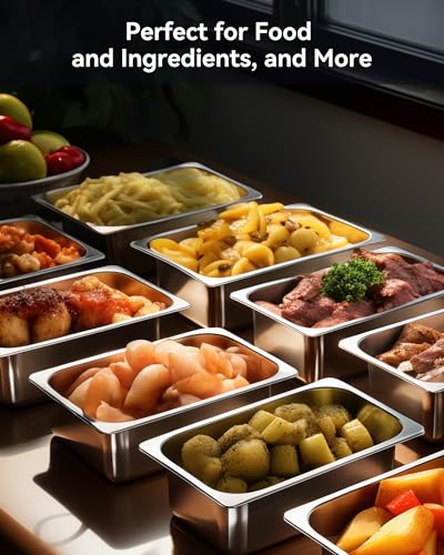 ZeroPone 6 Pack Hotel Pans 1/3 Size 4" Deep Stainless Steel Steam Table Pan - color: 4 INCH, size: 1/3 SIZE