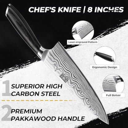 HOSHANHO 5 Pieces Knife Set, High Carbon Powder Steel Forged Chef Knife Set - size: 5 Pieces Knife Set
