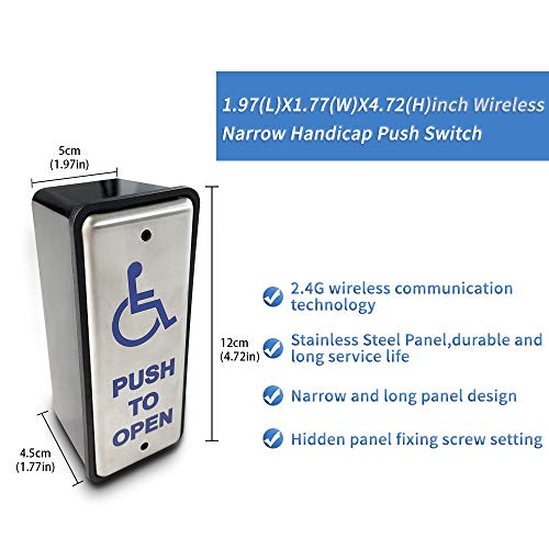 Olideauto Handicap Push Button Door Opener,Auto Door Opener with Wireless Narrow Stainless Steel Handicap Push Buttons Olide-511 and 550lbs Fail Security Electric Strike