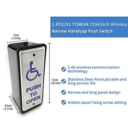 Olideauto Handicap Push Button Door Opener,Auto Door Opener with Wireless Narrow Stainless Steel Handicap Push Buttons Olide-511 and 550lbs Fail Security Electric Strike