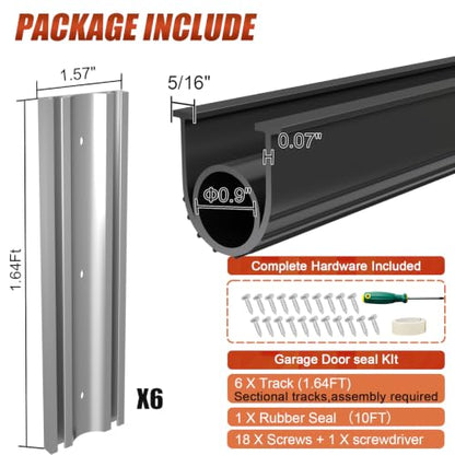 Garage Door Bottom Seal, 10FT EPDM Weather Stripping with Aluminum Track - color: With Aluminum Tracks, size: 10 Feet