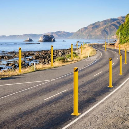 6 Pcs Safety Bollard,36 Inch High Heavy-Duty Yellow Safety Bollard Steel Posts,4.5 Inch Diameter,Safety Bollard with 16 Anchor Bolts - Ideal for Traffic Control, Driveway Barriers,Parking Poles - size: 6 packs 36 inch