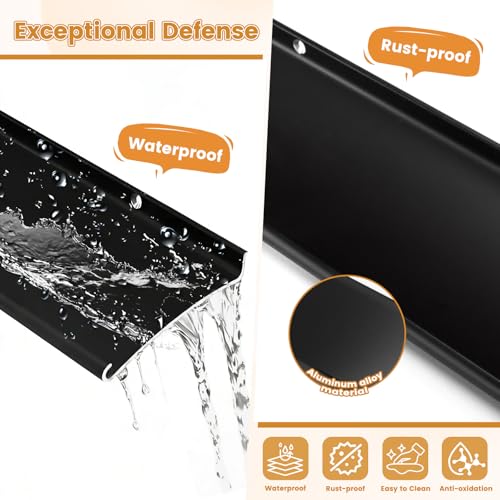 4" Extra-Wide Door Rain Drip Guard, 40" L Heavy Duty Aluminum Window Rain Diverter, Door Rain Deflector with Pre Drilled Holes and Expansion Screws (Black, 2pcs) - color: Black