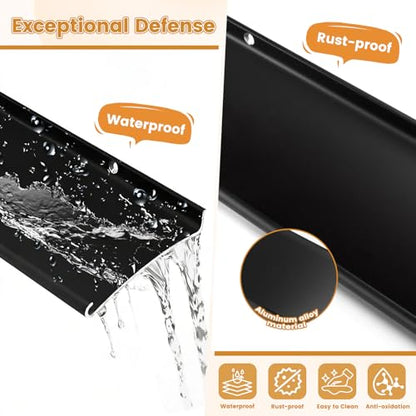 4" Extra-Wide Door Rain Drip Guard, 40" L Heavy Duty Aluminum Window Rain Diverter, Door Rain Deflector with Pre Drilled Holes and Expansion Screws (Black, 2pcs) - color: Black