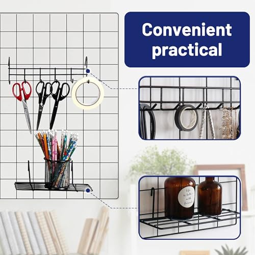 2' x 5.5' Grid Wall Panels Standing Wire Grid, Study Display Rack with T-Base Wheels Freestanding Gridwall Panel Tower for Shows, Black (4) (4A) - size: 4A