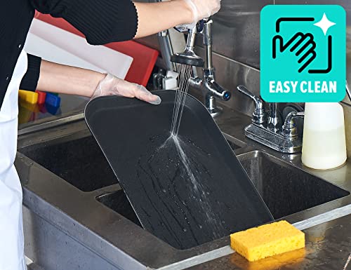 CURTA 2-Pack Restaurant Grade Non-Slip Trays, NSF, 16 Inch x 12 Inch, Plastic Rubber Lined Anti-Skid Rectangular Serving Tray, Black - color: Black-rectangular, size: 12 Inch x 16 Inch