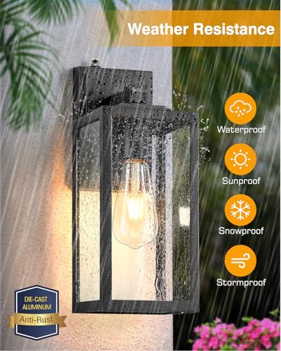 VIANIS Large Dusk to Dawn Outdoor Light Fixtures Wall Mount, Waterproof - color: Black, size: Tall Dusk to Dawn 1-Pack