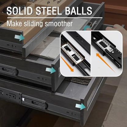 6 Inch Drawer Slide, YAOBVIS 1 Pair Heavy Duty Full Extension Ball Bearing Drawer Runners, Smooth Side Mount Cabinet Rails for Kitchen, Bathroom, Garage and Tool Cabinets - size: 6 Inch