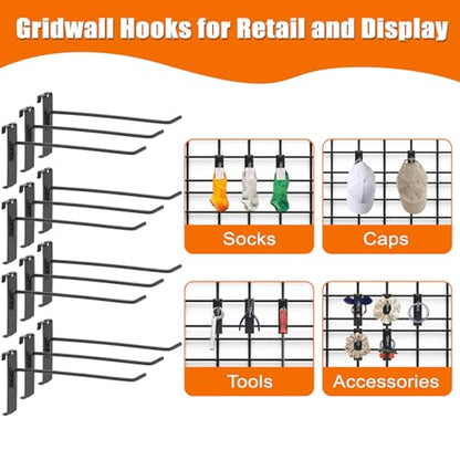 Gridwall Hooks, 35 Pack Metal Grid Hangers for Retail Workspace, 8 Inch