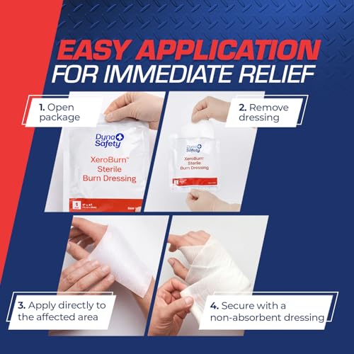 Dynarex DynaSafety XeroBurn Sterile Burn Dressings - Hydrogel Dressings with Tea Tree Oil - First Aid for Minor Burns - 4" x 4" - 15 per Box