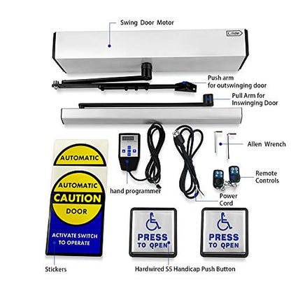 Olideauto Automatic Handicap Door Openers Black Color+Hardwired Stainless Steel Handicap Push Buttons