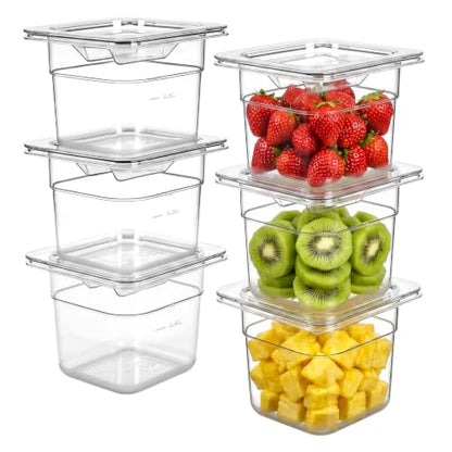 APREUTY 6-Pack 1/6 Size 4''Deep NSF Polycarbonate Food Pans with Lid, Clear - size: 1/6 Size 4'' Deep