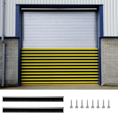 8ft Garage Door Brush Seal for Top, 3" Heavy Duty Nylon Strip with Aluminum Track, Stop Drafts, Dust, & Light, Universal Fit for Roll Up, Commercial, Corrugated, Sliding Barn & Hangar Doors - size: 3" Brush Seal for 8ft Top Door