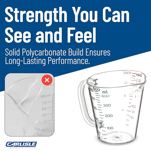 Carlisle FoodService Products 4314307 Commercial Plastic Measuring Cup, 1 Quart, Clear (Pack of 6) - size: 1 Quart, style: 6 Pack