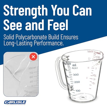 Carlisle FoodService Products 4314307 Commercial Plastic Measuring Cup, 1 Quart, Clear (Pack of 6) - size: 1 Quart, style: 6 Pack