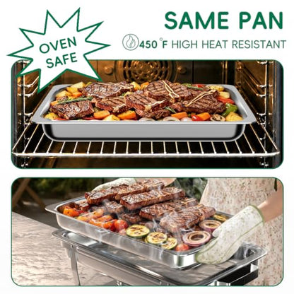 Sifer 11Qt Chafing Dishes for Buffet, No Any Screws, 4 Pack, Silver - color: Silver