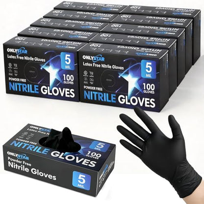 5 Mil 1000Pcs Food Grade Disposable Nitrile Gloves XL - color: Black (1000 Pcs), size: X-Large