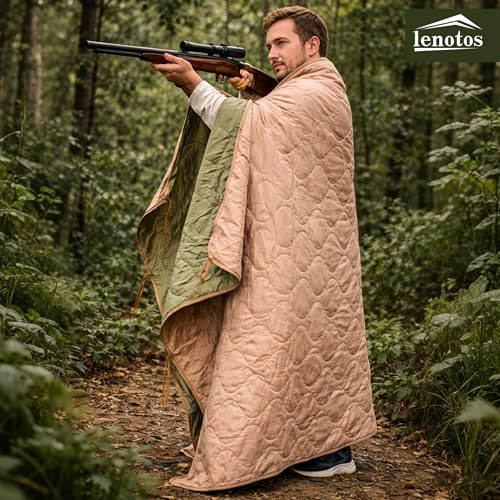 Lenotos Woobie Blanket, Thermal Insulated Military Poncho Liner, Water-Resistant, Portable, Insulation, for Hiking, Survival with Compression Carry Bag (Od - Coyote) - color: Od-coyote