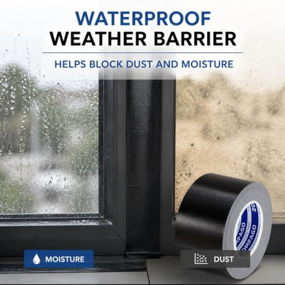 ZOMPAGO Duct Tape for Window Sealing,Draft Seal Weather Strip 1.8inx66FT - color: Black Tape, size: 1.8inx66FT