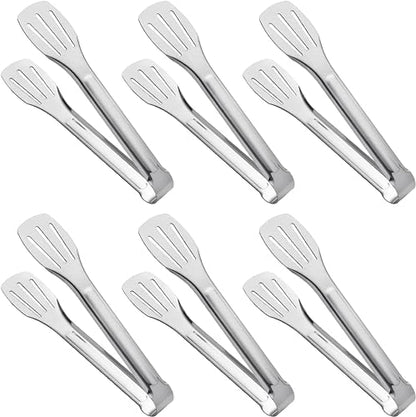 Serving Tongs Kitchen Tongs,Buffet Tongs, Stainless Steel Food Tong Serving Tong,small tongs 6 Pack (12 Inch) - size: 12 Inch