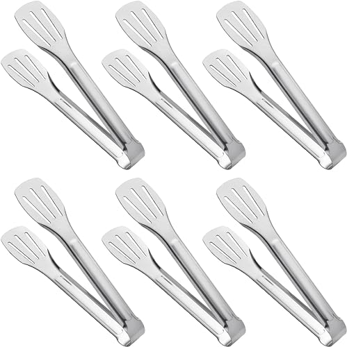 Serving Tongs Kitchen Tongs,Buffet Tongs, Stainless Steel Food Tong Serving Tong,small tongs 6 Pack (12 Inch) - size: 12 Inch