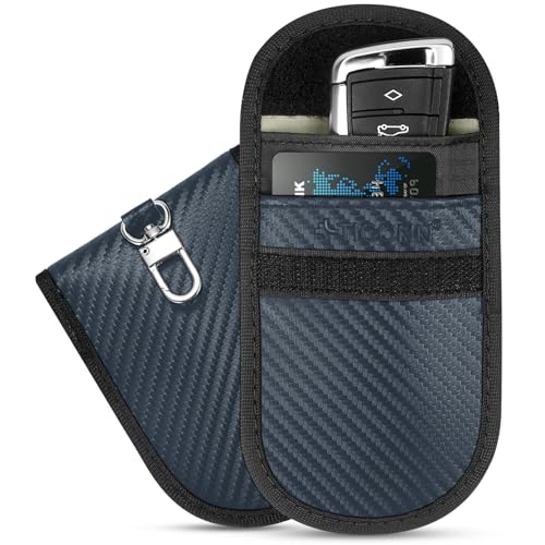 TICONN 2PK Faraday Bag for Car Key Fob, Anti-Theft NFC RFID Blocking Pouch - color: Navy, size: Medium