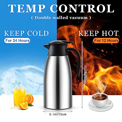 Norme 2 Pcs Thermal Coffee Carafe Creamer, Silver, 68 oz - color: Silver, size: 68 oz