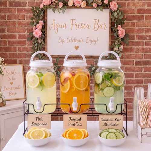 Tanlade 3 Pcs Drink Dispensers with Stand for Parties, 1 Gallon Set, White - color: as shown in the picture