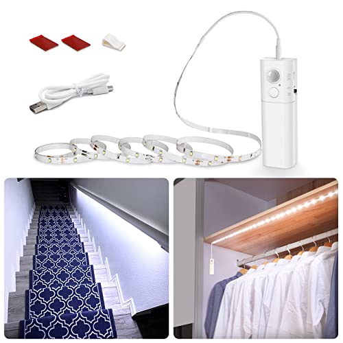 WOBANE LED Closet Light Motion Activated, White Battery Powered LED Strip - color: White, size: 6.56ft White