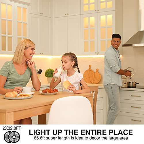 Onforu Warm LED Strip Lights, 65.6ft Dimmable Tape Light for Under Cabinet - color: Warm White, size: 65.5FT