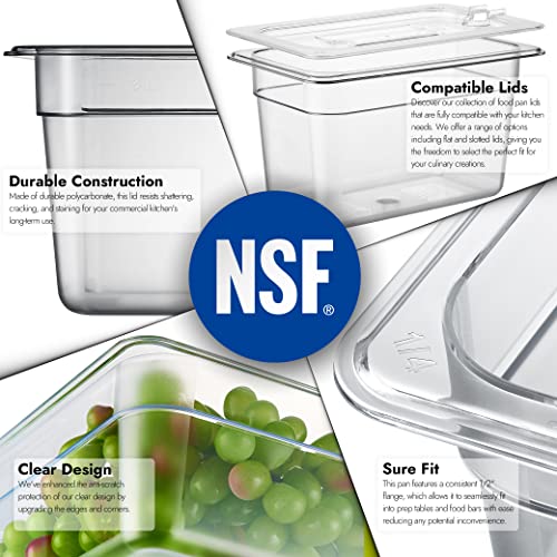 CURTA 6-Pack 1/4 Size 6" Deep NSF Polycarbonate Food Pans | Dishwasher & Freezer Safe Clear Container for Prep Tables, Buffet, Salad Bar, Commercial & Home Kitchen - color: 1/4 Size, size: 6" Deep