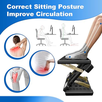 Foldable Foot Rest, Computer Foot Rest Under Desk, 12Modes Adjustable Ergonomic for Office, Loading Capacity 80 pounds, Removable EVA Cushion, All-Season(Black) - color: Black & Eva Cushion