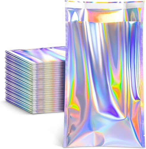 FUNFERY 7.9x11.8in Holographic Mylar Poly Mailers Self Sealing Adhesive Bag - color: Holographic Self Adhesive-50P, size: 7.9x11.8 inch