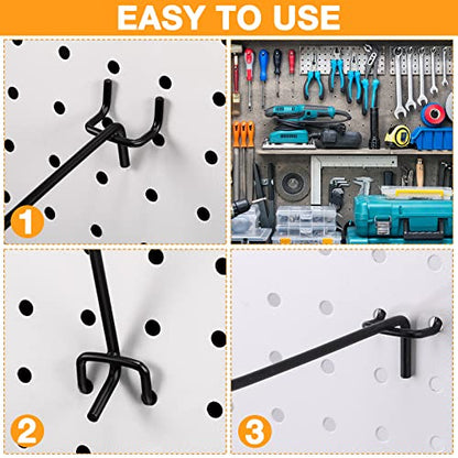Shimeyao 100 Pcs Peg Board Hooks Stainless Steel Pegs,8 Inch,Black - color: Black, size: 8 Inch