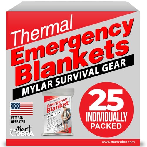 Emergency Blanket Mylar Thermal Space Survival Gear & Supplies 25-Pack Foil - color: Silver, size: 25 Pack