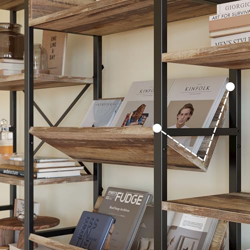 IRONCK 6-Tier Triple Wide Bookshelf, 72.8" Industrial Large Etagere