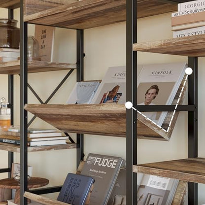 IRONCK 6-Tier Triple Wide Bookshelf, 72.8" Industrial Large Etagere