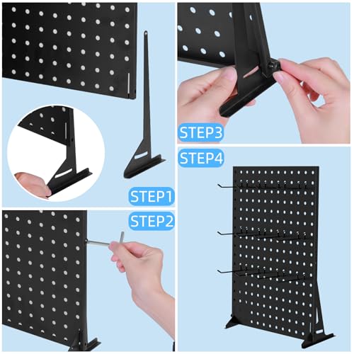 Urban Deco 2 PCS Pegboard Display Stand with 24 Hooks, 17 x 13 Inch, Black - color: Black, style: 2 Set 24 Hooks