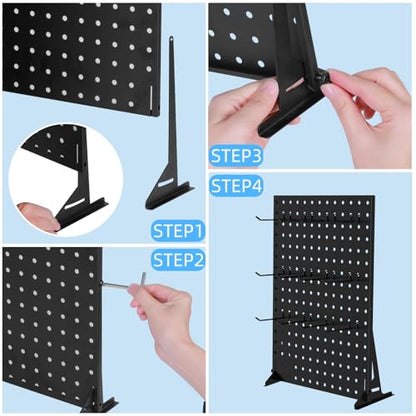 Urban Deco 2 PCS Pegboard Display Stand with 24 Hooks, 17 x 13 Inch, Black - color: Black, style: 2 Set 24 Hooks