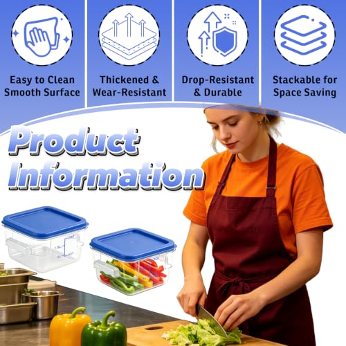 2 Pack 2QT Square Food Storage Containers with Lids, Clear, NSF - color: Blue, size: 2Qt-2 Pack