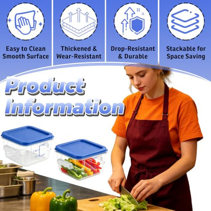 2 Pack 2QT Square Food Storage Containers with Lids, Clear, NSF - color: Blue, size: 2Qt-2 Pack