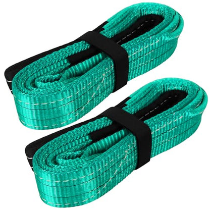 Lift Sling Straps,2" x 4' Heavy Duty Flat Eye Lift Sling 2 Pack - color: Green, size: 2" x 4' (2 pack)