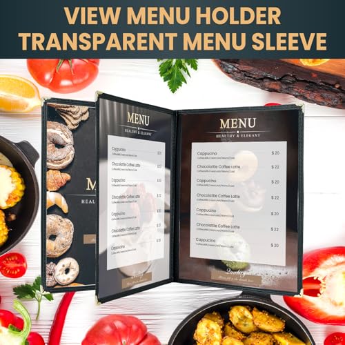 Menu Covers 8.5 x 11 Inch, 4 Pack (3 Page 6 View) - size: 3 Page 6 View
