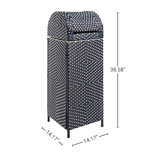 happimess Darla 24 Gal Outdoor Trash Can Swing Top, Navy/White - color: Navy/White, size: 24 Gallons